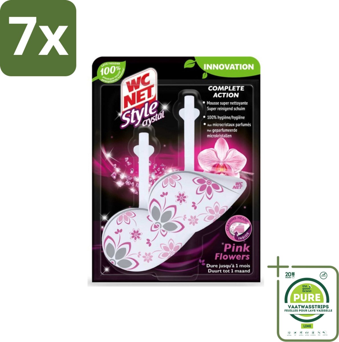7 x WC Net - Toiletblok - Frisse Bloemen - 2 Blokjes - Grootverpakking - Toiletblok - Toilet Reiniging - Geur - Frisse Geur - Hygiëne