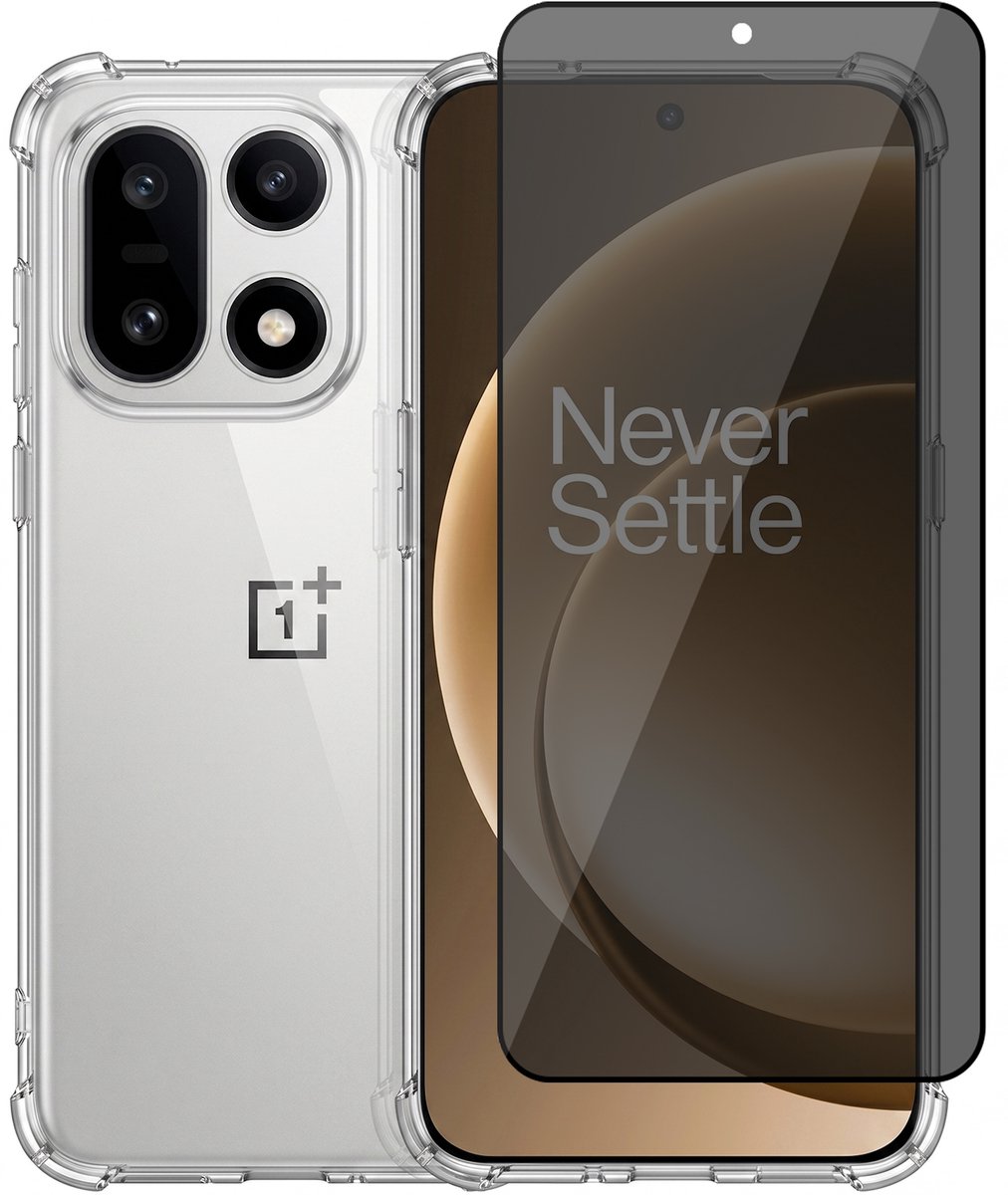 Hoesje geschikt voor OnePlus 15 5G – CrystalClear Back Cover – Schokbestendig – Privacy Screenprotector Full Cover