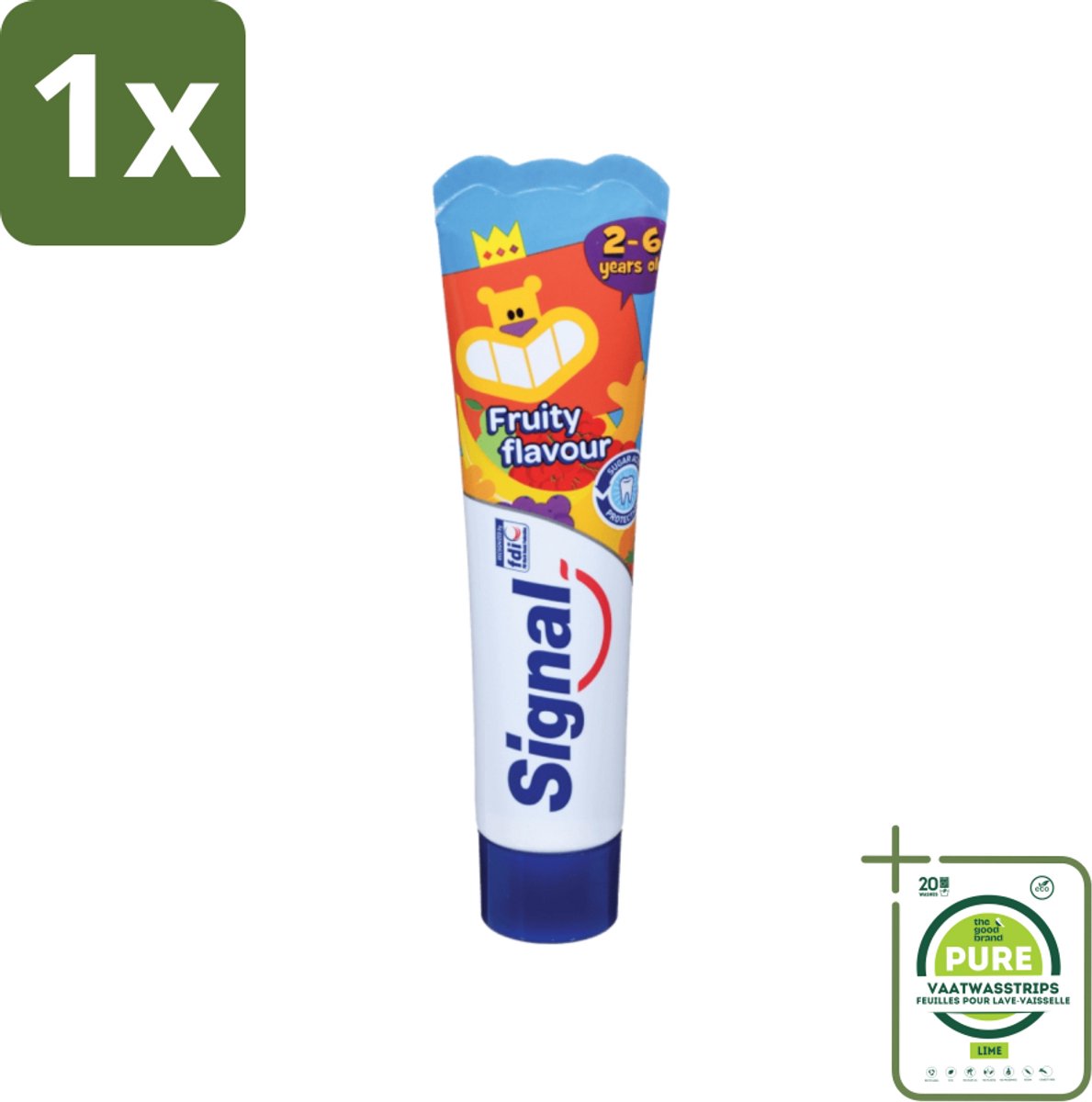1 x Signal Kinderen - Tandpasta - Fruit Smaak - Voor Kinder Tussen 2-6 Jaar - 50 ml - Tandpasta Voor Kinderen - Kinder Tandpasta - Signal - Fruit Smaak - Fluoride Tandpasta