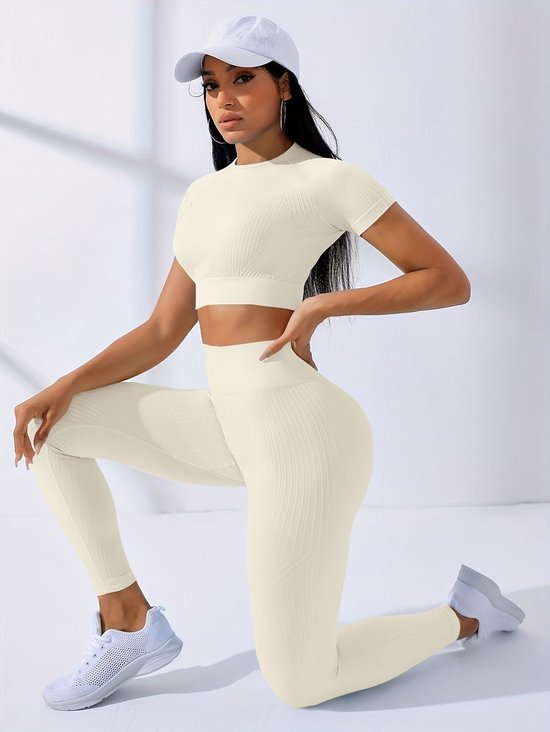 Currero Pilates Pak Dames - Yoga - Buttshaper - Gym - Fitness - Butt Lift - Bil Vergrotend - Heup Liftend - Yogakleding - Beige XS — afbeelding 5