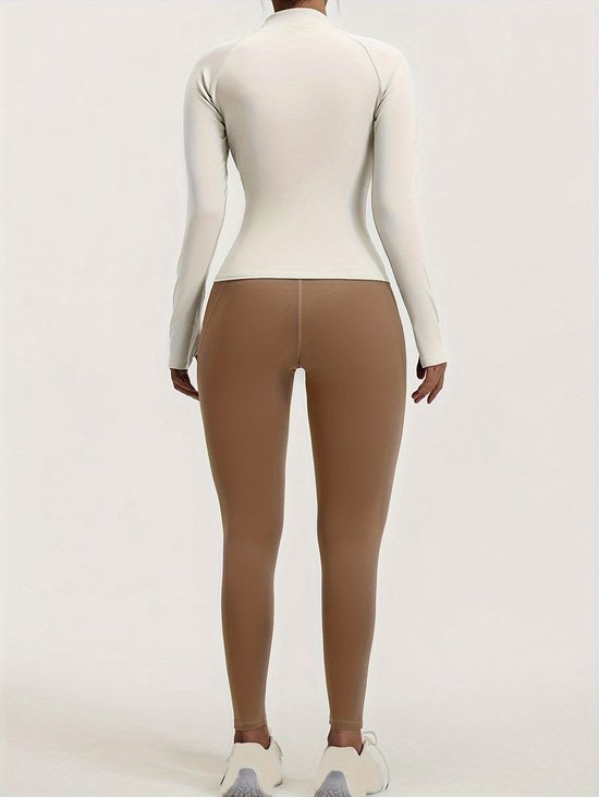 Currero Pilates Pak Dames - Yoga - Buttshaper - Gym - Fitness - Butt Lift - Bil Vergrotend - Heup Liftend - Yogakleding - Wit + Bruin XXS — afbeelding 5