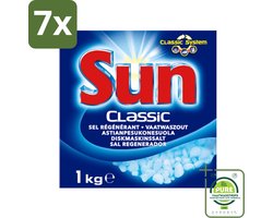 7 x Sun Classic - Vaatwaszout - Klassiek Systeem - 1 kg - Grootverpakking - Vaatwaszout - Vaatwasser Schoonmaken - Kalkaanslag Voorkomen - Vaatwasser Onderhoud - Vaatwasser Zout