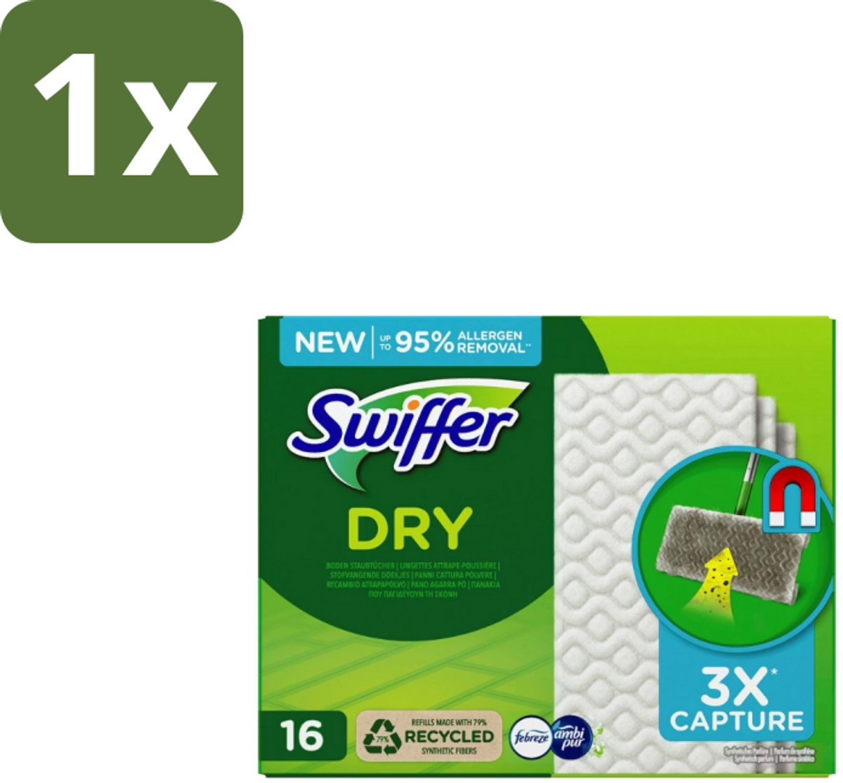 Swiffer – Vloerdoekjes – Dry Navullingen – 16 doekjes - 1 stuk