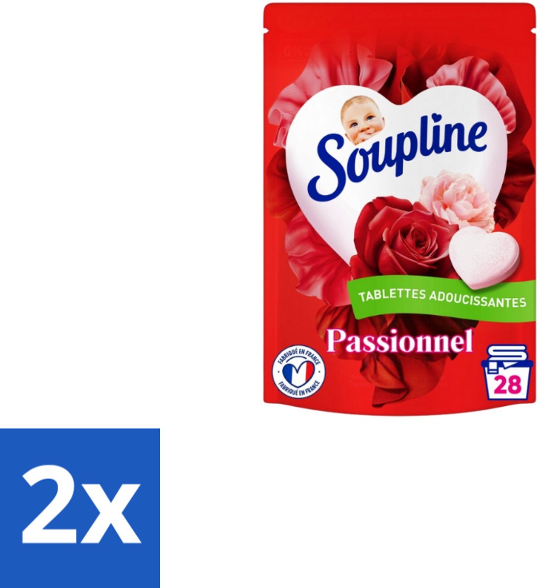 Soupline – Wasverzachtertabletten – Harten Straling van Passiebloemboeket - 28 tabletten - Voordeelverpakking - 2 stuks