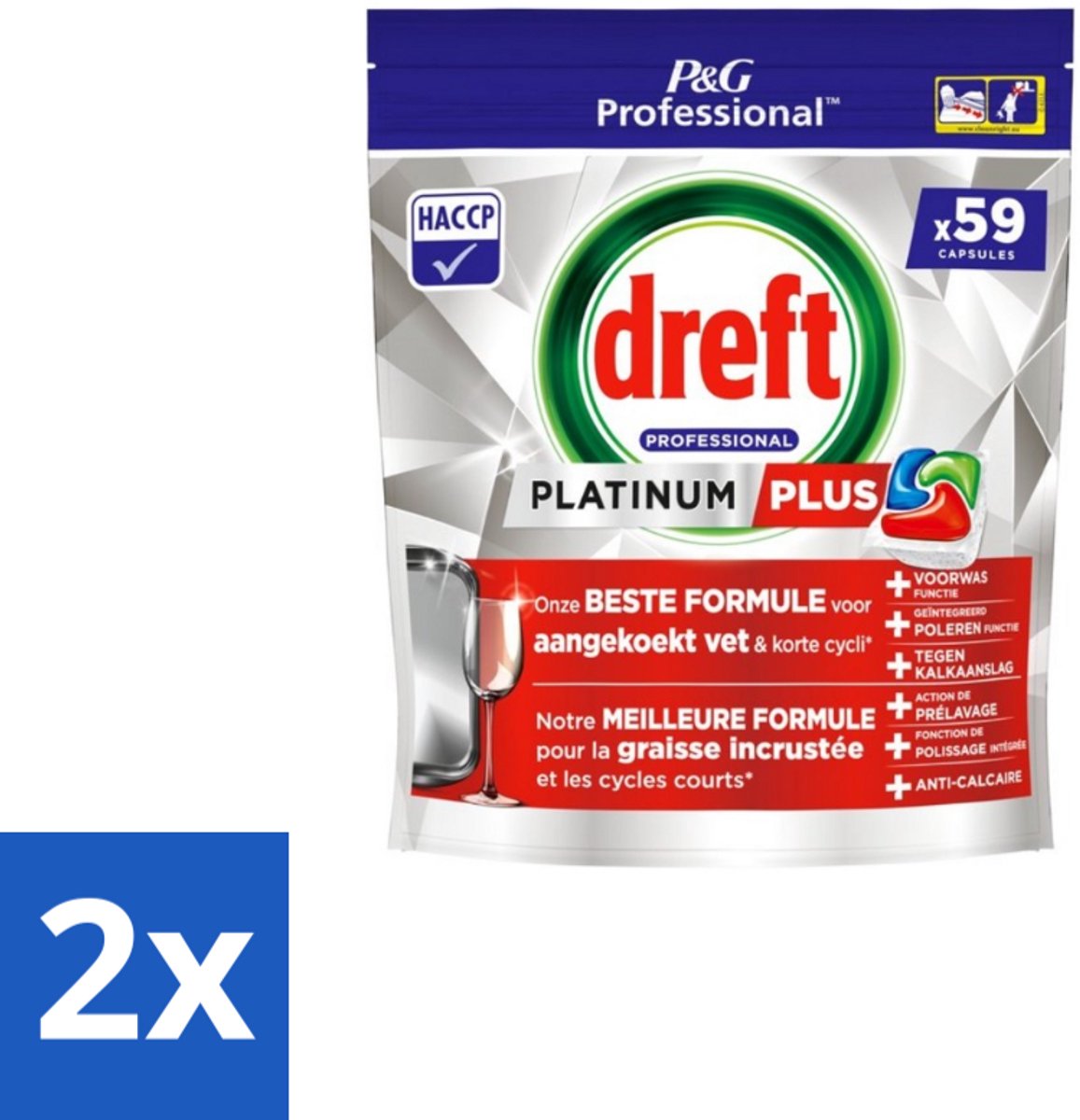 Dreft – Vaatwastabletten – Platinum+ Regular – 59 Tabletten - Voordeelverpakking - 2 stuks