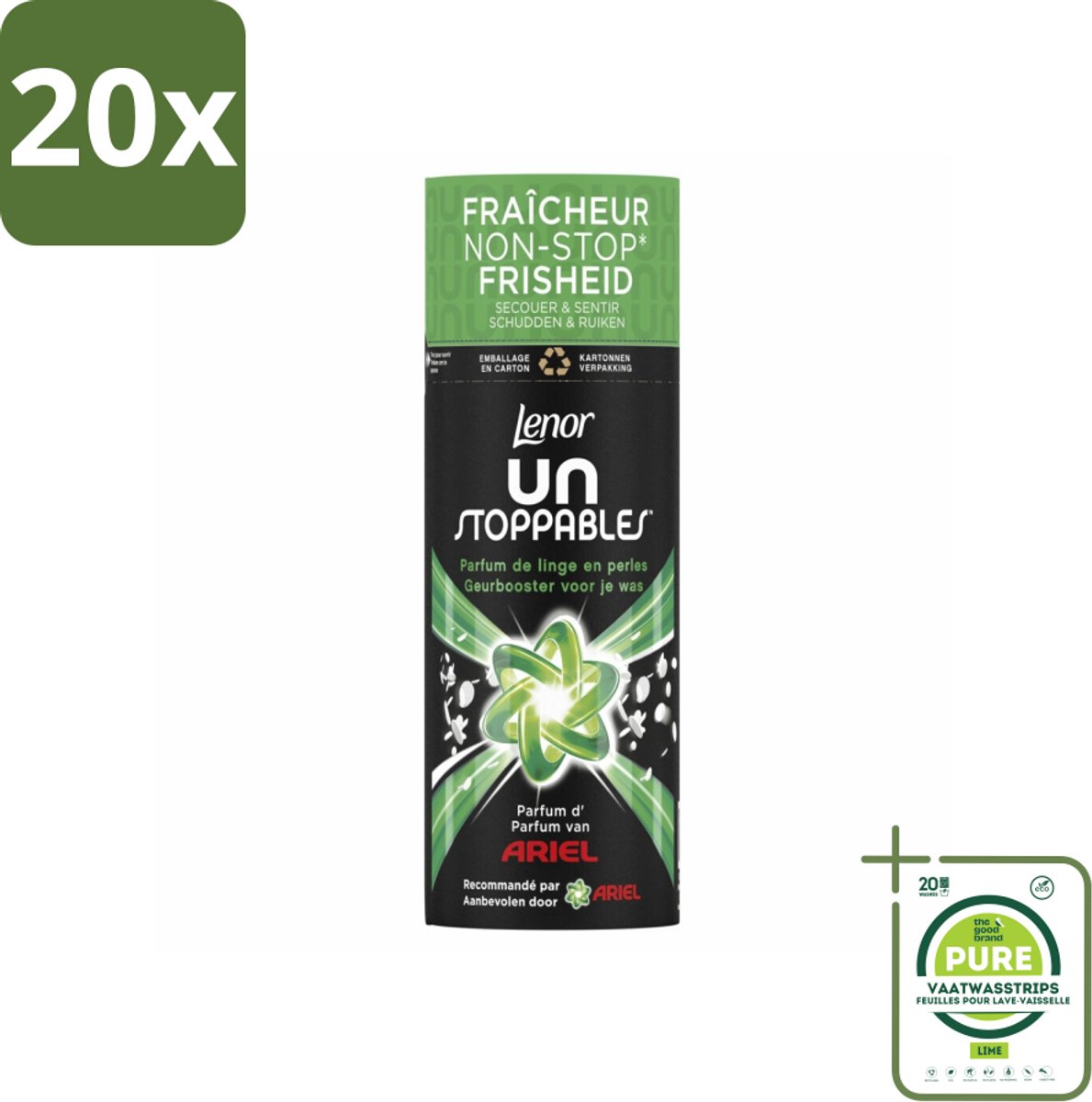 20 x Lenor Unstoppables – Geurbooster – Ariel – 13 Wasbeurten – 165 g - Grootverpakking - Geurbooster Was - Frisse Geur Was - Wasgeur - Wasgeur Boost - Geurparfum Was