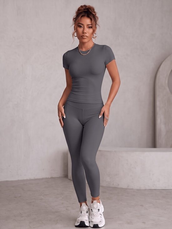 Currero Pilates Pak Dames - Yoga - Buttshaper - Gym - Fitness - Butt Lift - Bil Vergrotend - Heup Liftend - Yogakleding - Donkergrijs S — afbeelding 5