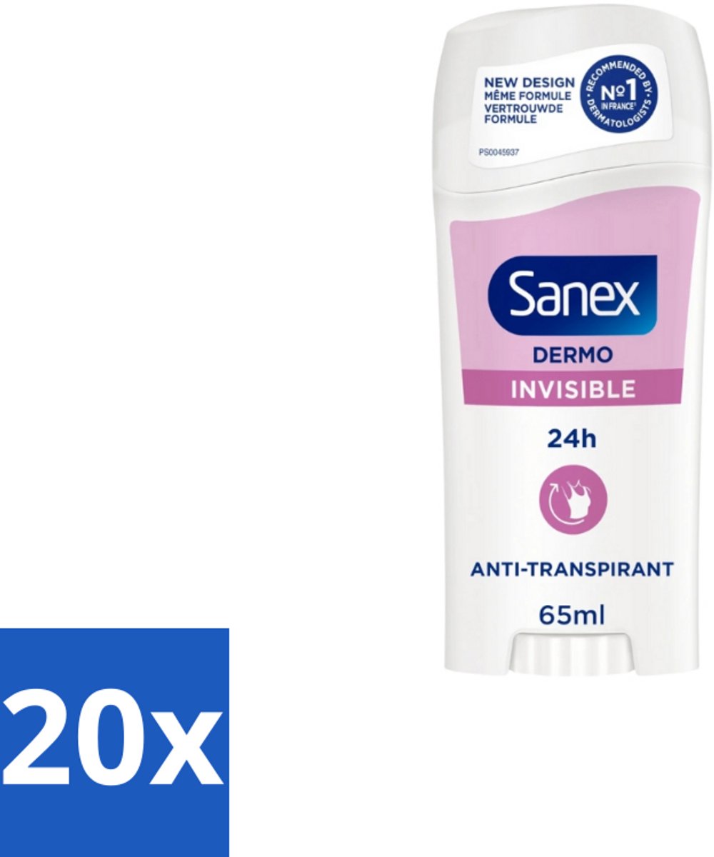 Sanex – Deodorant Stick – Dermo Invisible – 65 ml - Bulkverpakking - 20 stuks