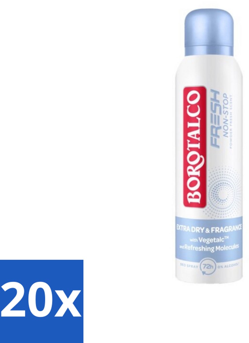 Borotalco – Deodorant Spray – Fresh Non-Stop – 150 ml - Bulkverpakking - 20 stuks