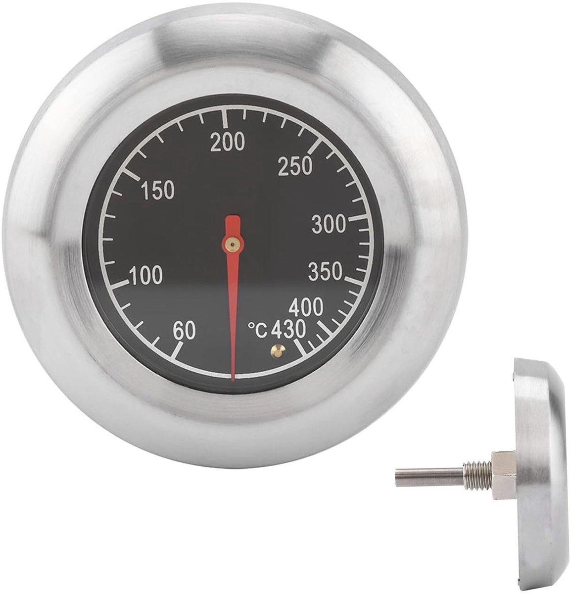 Analoge Grillthermometer van RVS voor Gasgrills en Houtrokers, Temperatuurmeter 60-430 °C voor Barbecues en Grillgerechten