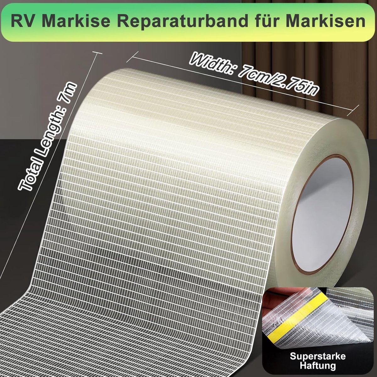 KOVSGQ Luifelreparatie plakband, reparatieset, parasol, reparatietape, waterdicht, transparant, wit, 7 cm x 7 m, voor - ShopVlot
