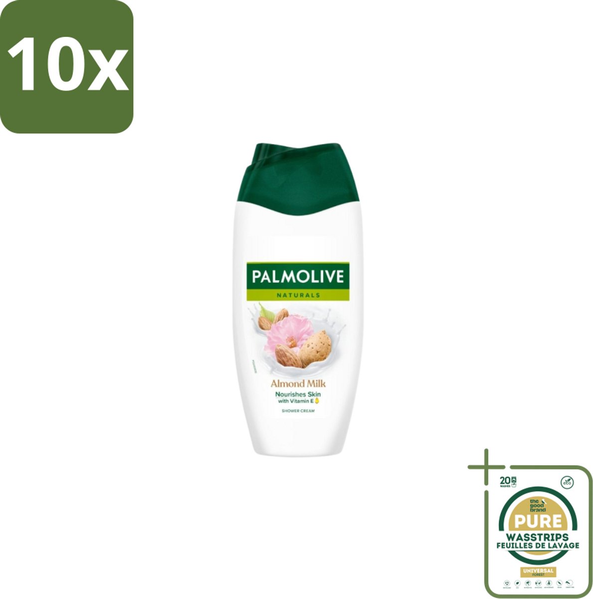 10 x Palmolive Douchecrème Naturals Amandelmelk 250 ml - Grootverpakking - Douchegel Amandel - Zachte Reiniging - Huid Verzorgen - Amandelmelk - Hydraterende Douchegel