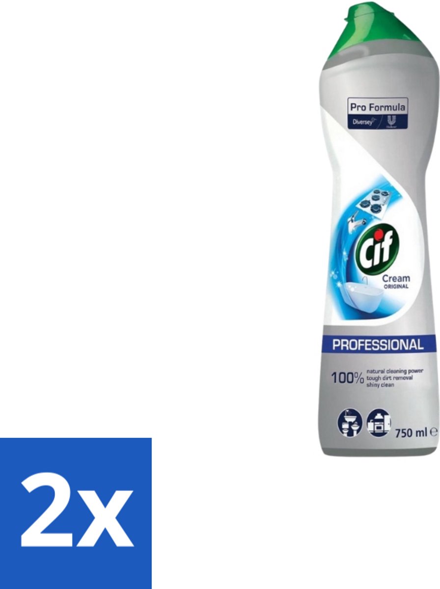 2 x Cif - Schuurmiddel - Original - 750ml - Schoonmaken - Schuren - Vuil Verwijderen - Keuken Schoonmaken - Badkamer Schoonmaken