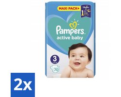2 x Pampers – Luiers – Active Baby Maat 3 – 70 Luiers - Baby-luiers - Droge Billetjes - Huidbescherming - Luchtdoorlatende Luiers - Absorberende Luiers
