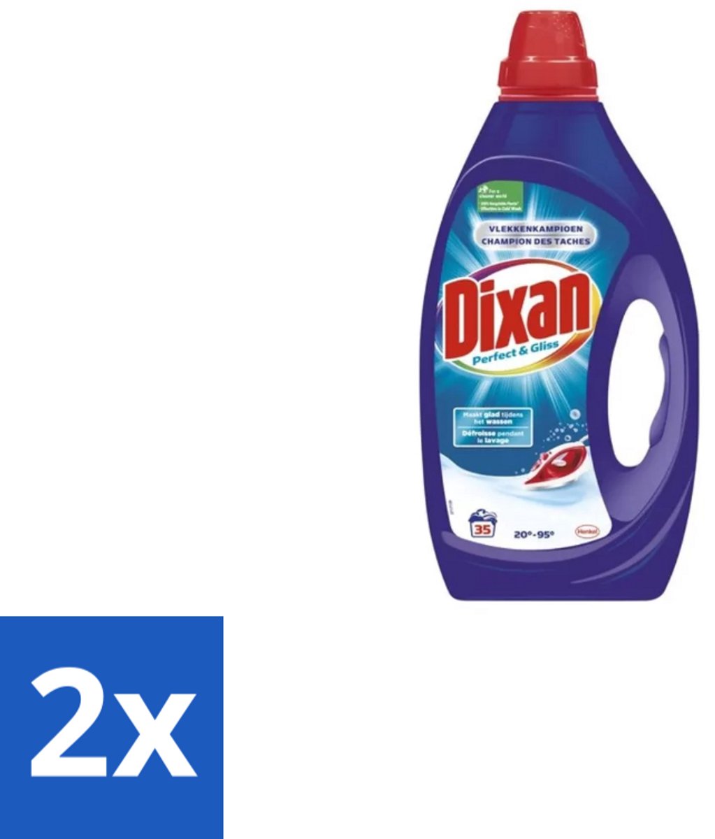 2 x Dixan – Vloeibaar Wasmiddel – Perfect & Gliss – 1750 ml - Wasmiddel - Vlekkenverwijdering - Antiplooiformule - Strijkwerk - Schone Was