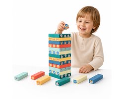 BOTC Grote Toren Spel - Toren Bouwen speelgoed - 54 stuks Educatief familiespel - Dieren & Kleuren - voor Kinder vanaf 3 +
