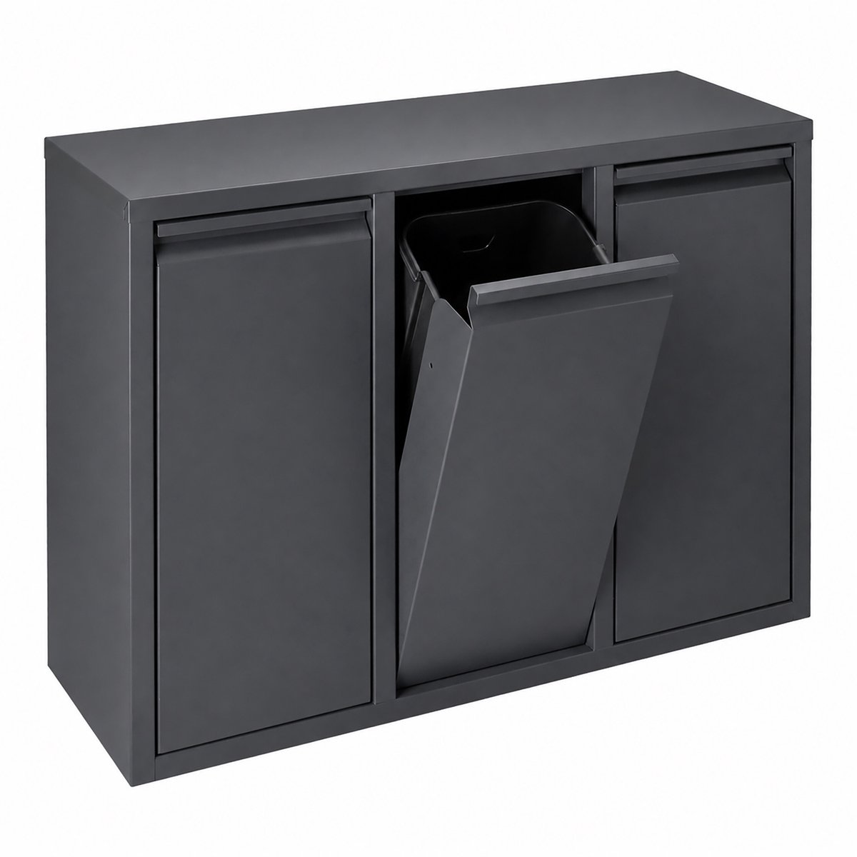 Prullenbak - 3x 10 l - antraciet - kunststof