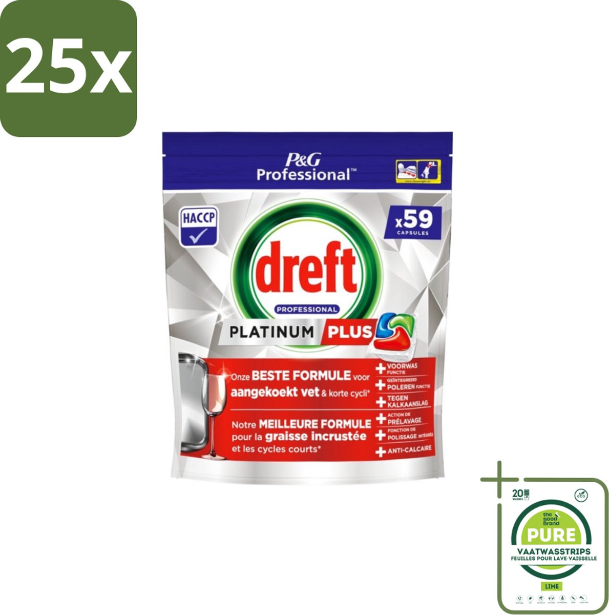 25 x Dreft – Vaatwastabletten – Platinum+ Regular – 59 Tabletten - Grootverpakking - Handafwasmiddel - Handafwas - Afwasmiddel - Handafwas Product - Afwas In Keuken