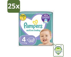 25 x Pampers – Luiers – Active Baby Maat 4 (9-14 kg) – 62 Luiers - Grootverpakking - Luiers Voor Baby - Droge Luiers - Actieve Baby - Superabsorberende Luiers - Anti-lek Luiers