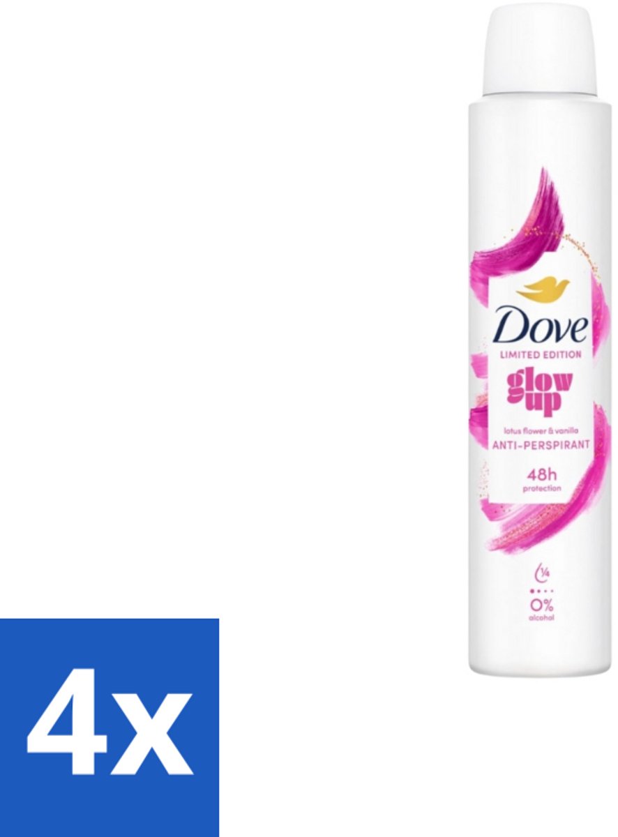 Dove – Deodorant Spray – Glow Up – 200 ml - Voordeelverpakking - 4 stuks