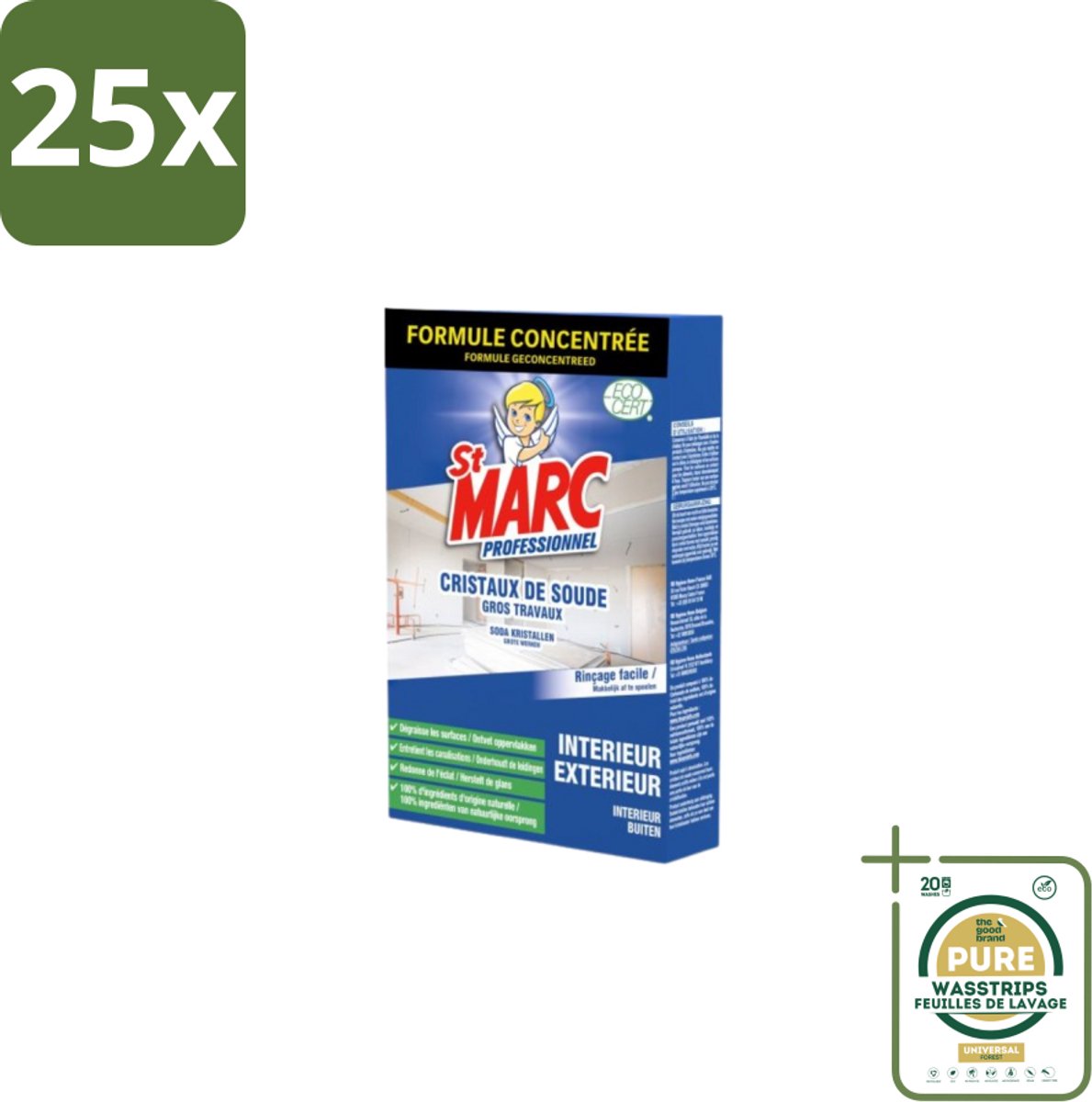 25 x St. Marc – Multireiniger Poeder – Professioneel Sodakristallen – 1 kg - Grootverpakking - Sodakristallen - Reinigingsmiddel - Vet Verwijderen - Krachtige Reiniging - Zware Schoonmaak
