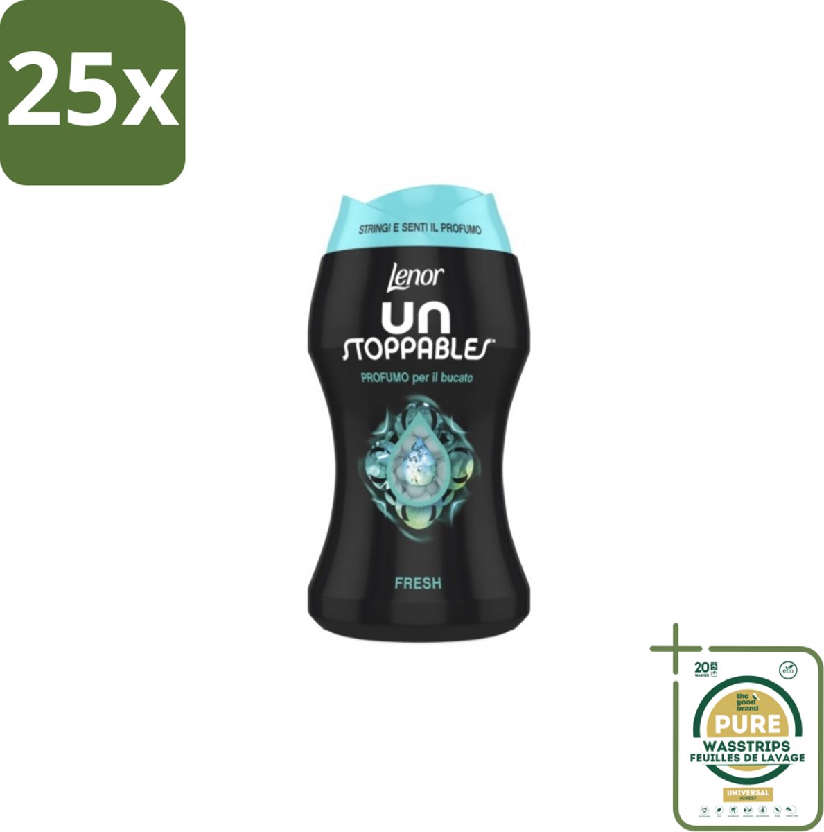 25 x Lenor Unstoppables – Geurbooster – Fresh - 10 Wasbeurten - 140 g - Grootverpakking - Geurbooster Was - Frisheid Was - Geurparels Was - Wasgeur - Frisheid Kleding