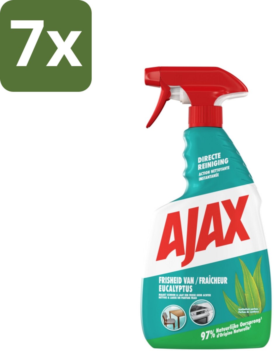 7 x Ajax – Multi-Purpose Spray – Eucalyptus – 750 ml - Schoonmaak Spray - Eucalyptus Reiniger - Allesreiniger - Krachtige Reiniger - Multi-purpose Spray