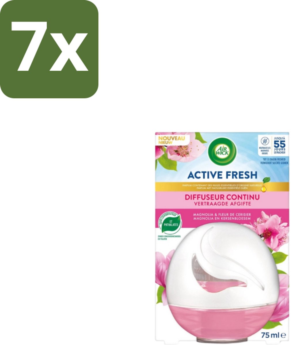 7 x Air Wick – Luchtverfrisser – Deco Sphere Magnolia & Kersenbloesem – 75 ml - Luchtverfrisser - Geur - Bloemige Geur - Magnolia - Kersenbloesem