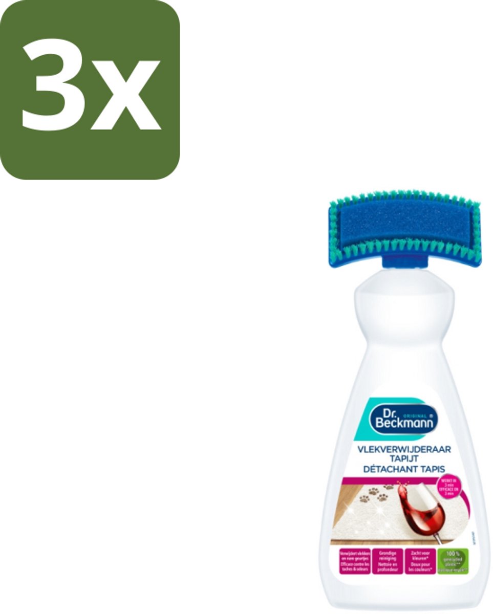 3 x Dr. Beckmann – Vlekkenverwijderaar – Tapijt - 650 ml - Tapijt Reinigen - Vlekken Verwijderen - Oxi-power - Vlekverwijderaar - Tapijt Reinigingsmiddel