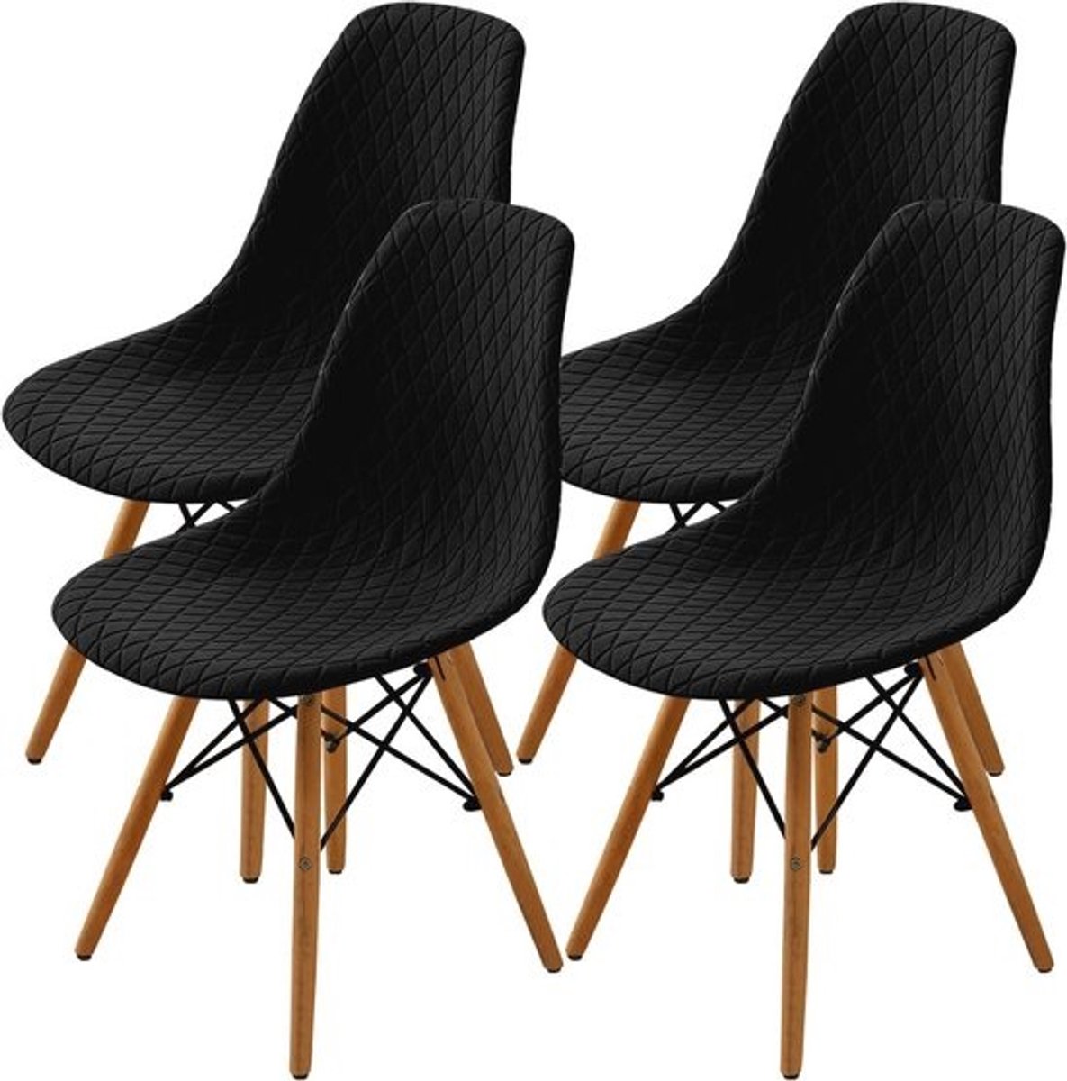 Moderne Stoelhoezen voor Eetkamerstoelen - 2/4/6 Stuks - Gevoerde en Stijlvolle Bescherming (Zwart)