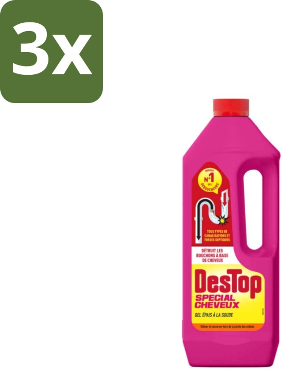 Destop - Haarontstopper - Gel Express Haarontstopper - 1L - Bulkverpakking - 3 stuks