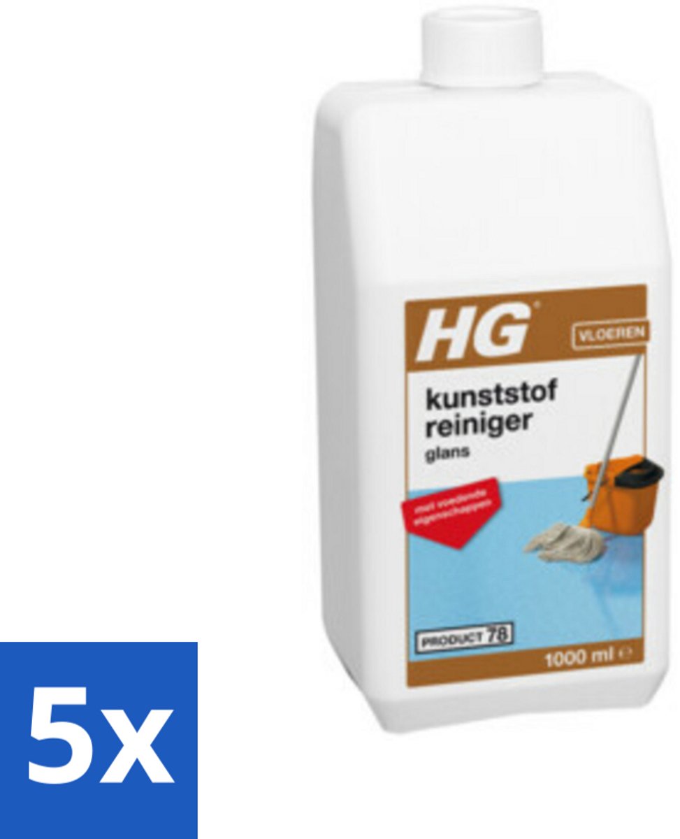 5 x HG Kunststofreiniger Glans 1 liter - Kunststof Reiniger - Glans Reiniger - Kunststof Vloer Reiniger - Voedende Reiniger - Kunststof Vloer Herstellen