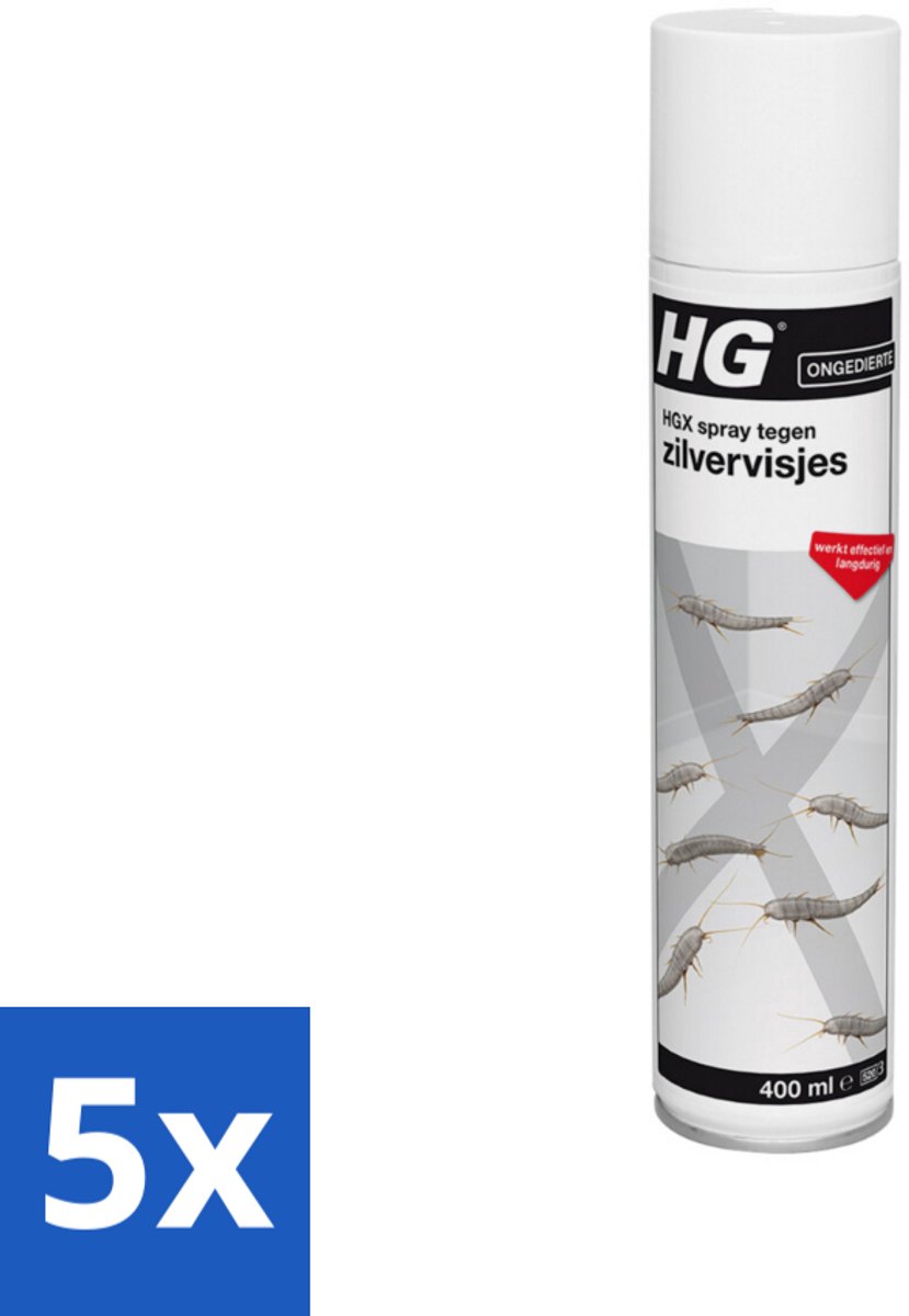 5 x HG X Tegen Zilvervisjes 400 ml - Zilvervisjes Bestrijding - Zilvervisjes In Huis - Zilvervisjes Bestrijding Spray - Zilvervisjes Bestrijding 400 Ml - Zilvervisjes Bestrijding Langdurig