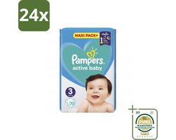 Pampers – Luiers – Active Baby Maat 3 – 70 Luiers - Voordeelverpakking - 24 stuks - Huidbescherming - Luchtdoorlatende luiers