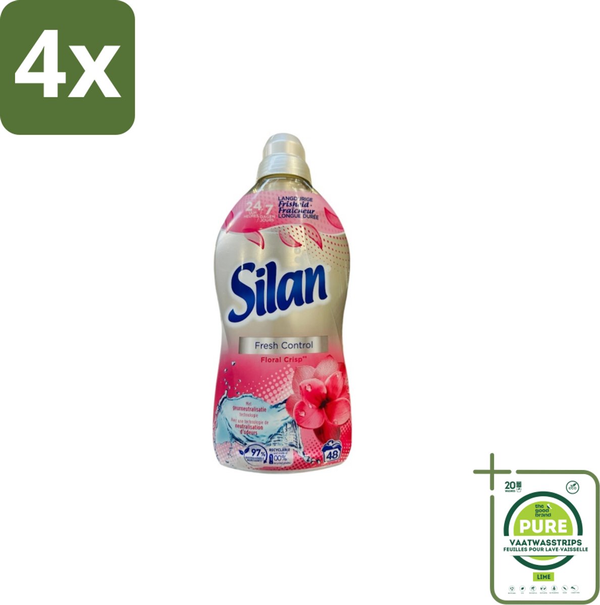 Silan – Wasverzachter – Fresh Control Floral Crisp – 1056 ml - Voordeelverpakking - 4 stuks - Wasverzachter - Frisheid