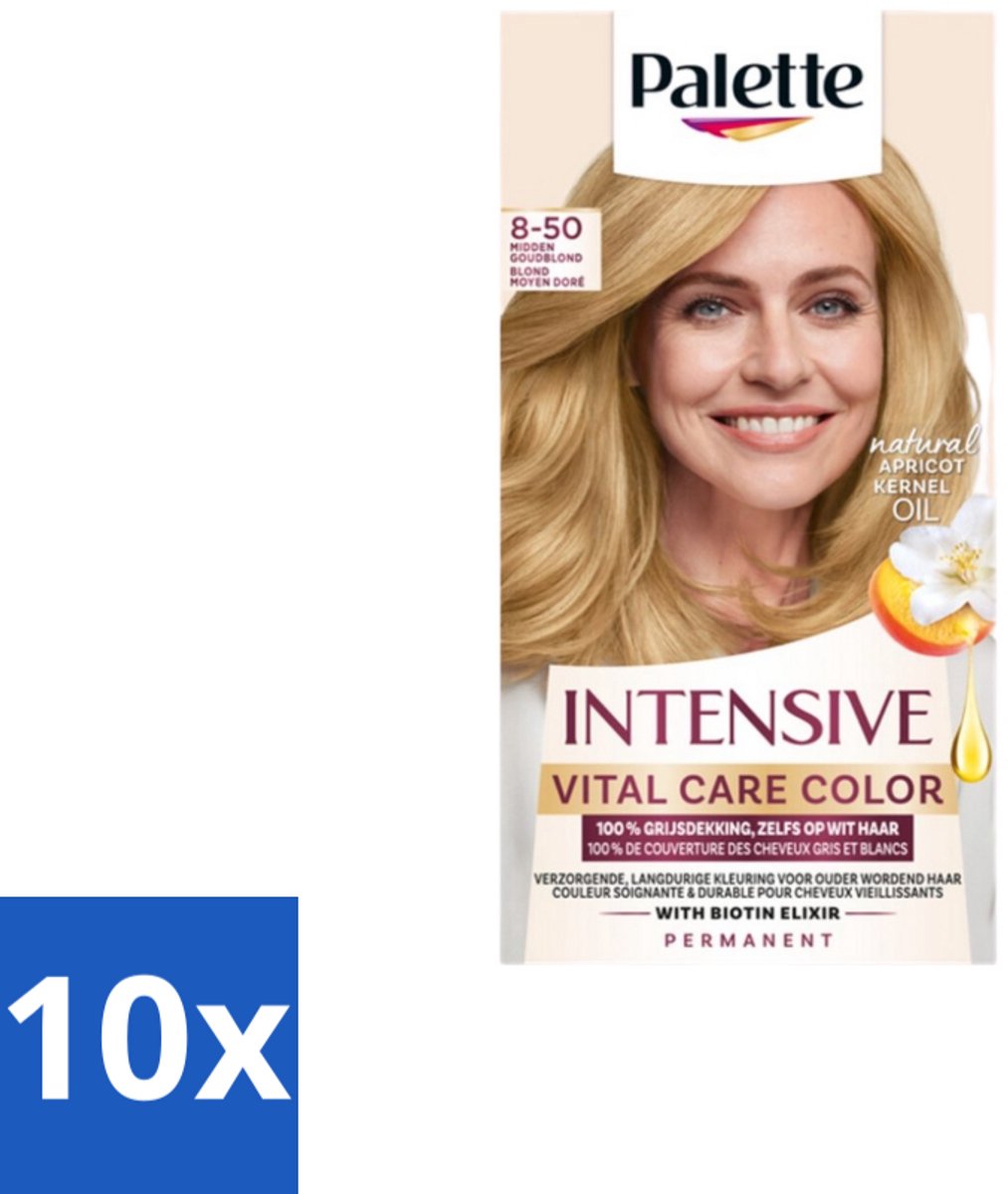 Poly Palette – Haarverf – 8-50 Midden Goudblond – 115 ml - Bulkverpakking - 10 stuks