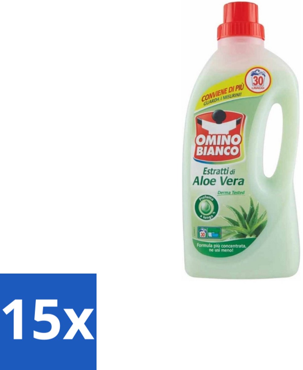 Omino Bianco – Vloeibaar Wasmiddel – Aloë Vera – 1500 ml - Bulkverpakking - 15 stuks