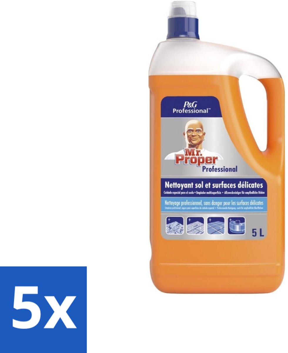 Mr. Proper – Allesreiniger – Professional Delicate – 5 L - Bulkverpakking - 5 stuks