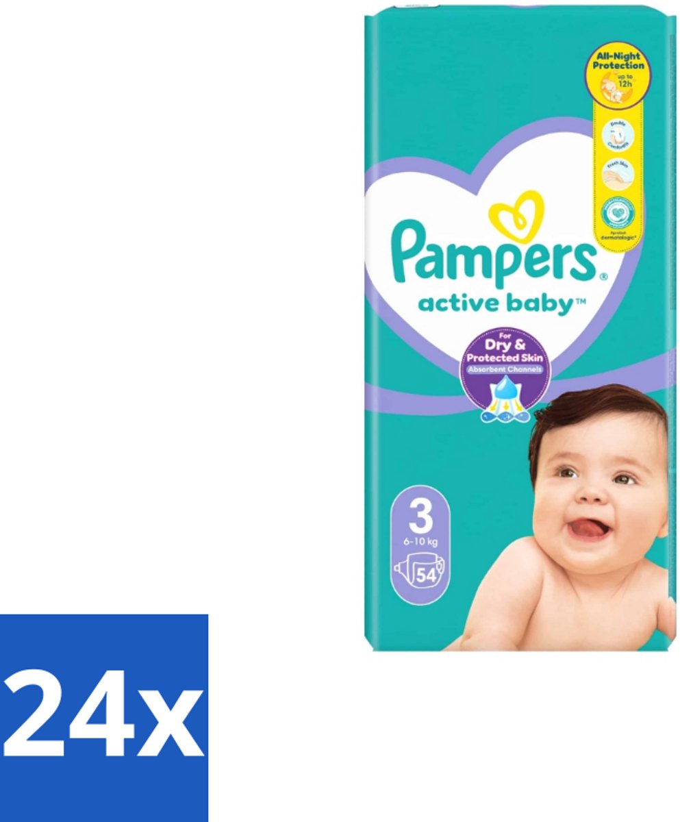 Pampers – Luiers – Active Baby Maat 3 – 54 Luiers - Voordeelverpakking - 24 stuks