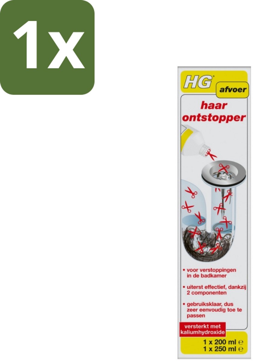1 x HG - Afvoer - Haarontstopper - Tegen Verstopping - 450 ml - Haarontstopper - Afvoerontstopper - Verstopping - Badkamer - Douche