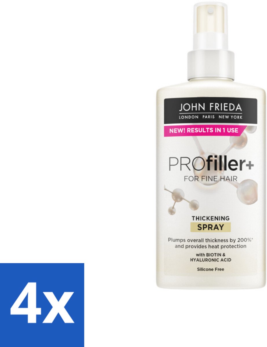 4 x John Frieda – Spray – PROfiller+ Thickening – Verdikkend en versterkend – 150 ml - Dikker Haar - Volume Spray - Versterkend Haar - Hyaluronzuur Spray - Biotine Spray