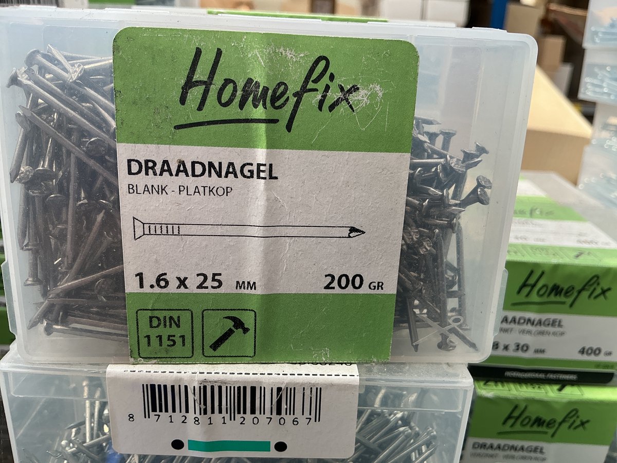 Spijkers Platkop. Blank Staal. 200 gram Draadnagels. Homefix.