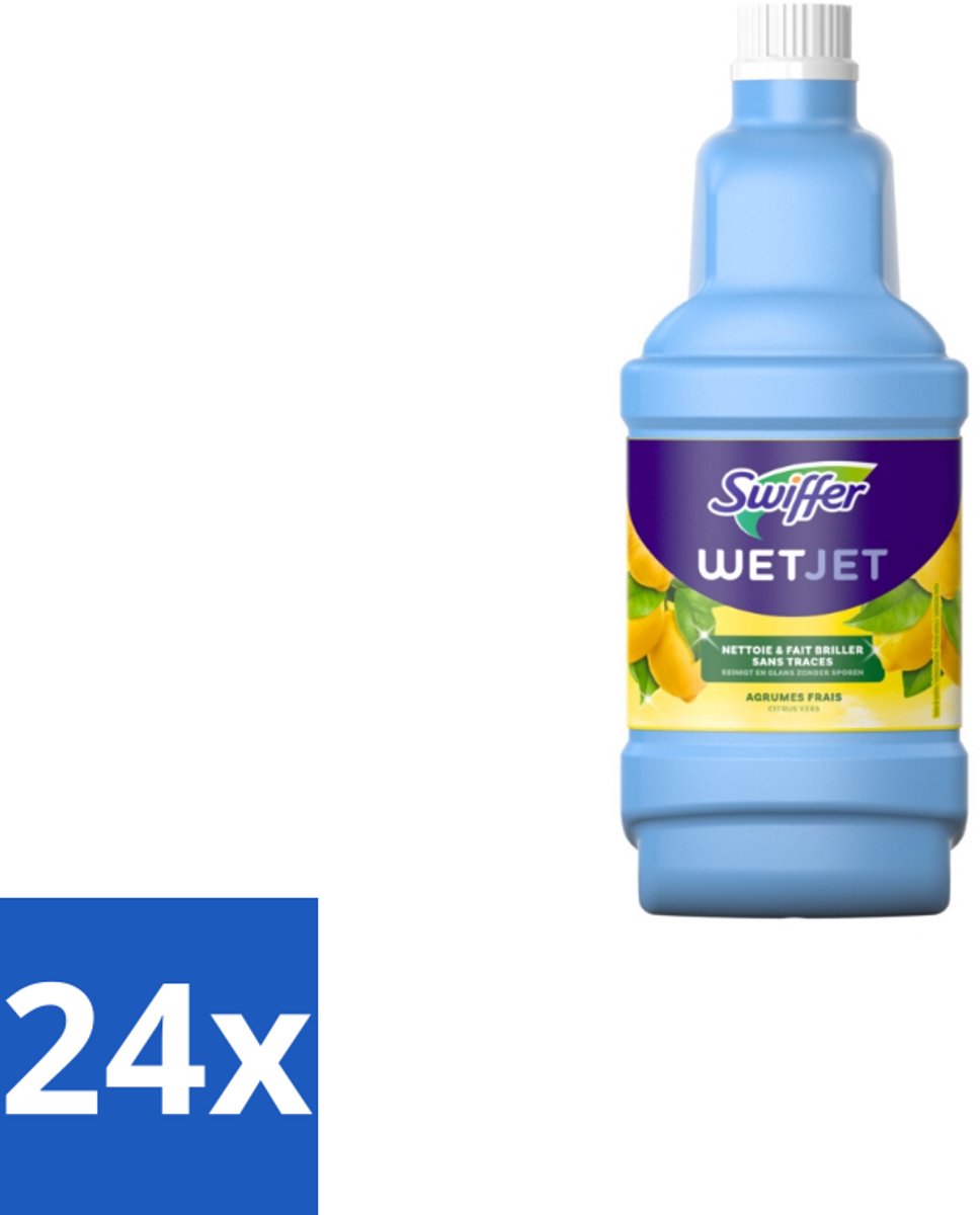 24 x Swiffer - WetJet Reinigingsmiddel – Dweilsysteem Navulling – Alles-in-één – 1,25 L - Vloerreiniging - Vet En Vlekken Verwijderen - Doekjes Met Vasthoudtechnologie - Spraymop - Dubbele Jetspray