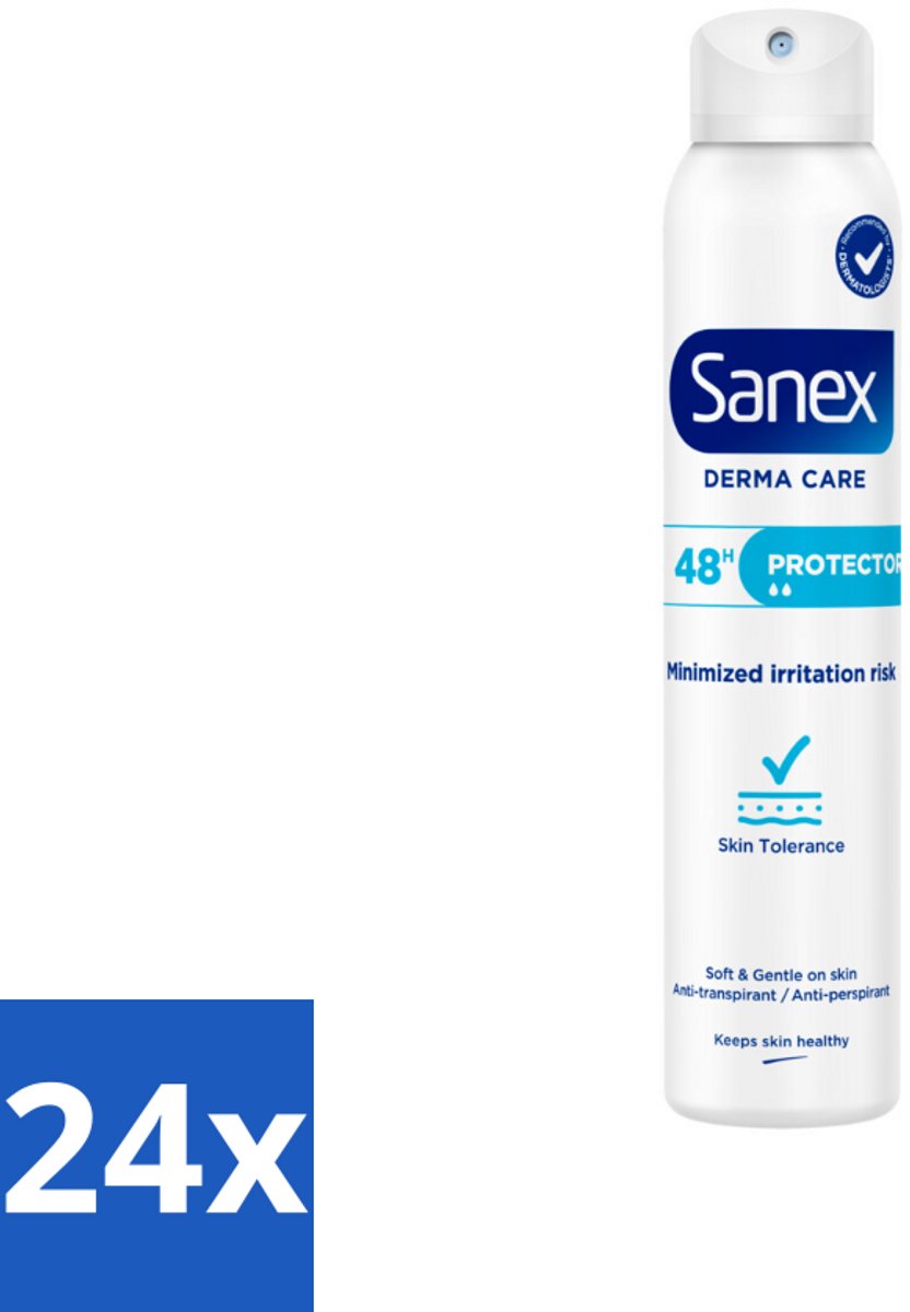24 x Sanex – Deodorant Spray – Dermo Protector – 200 ml - Huidbescherming - Zweetbehandeling - Geurverwijdering - Hypoallergeen - PH-balans