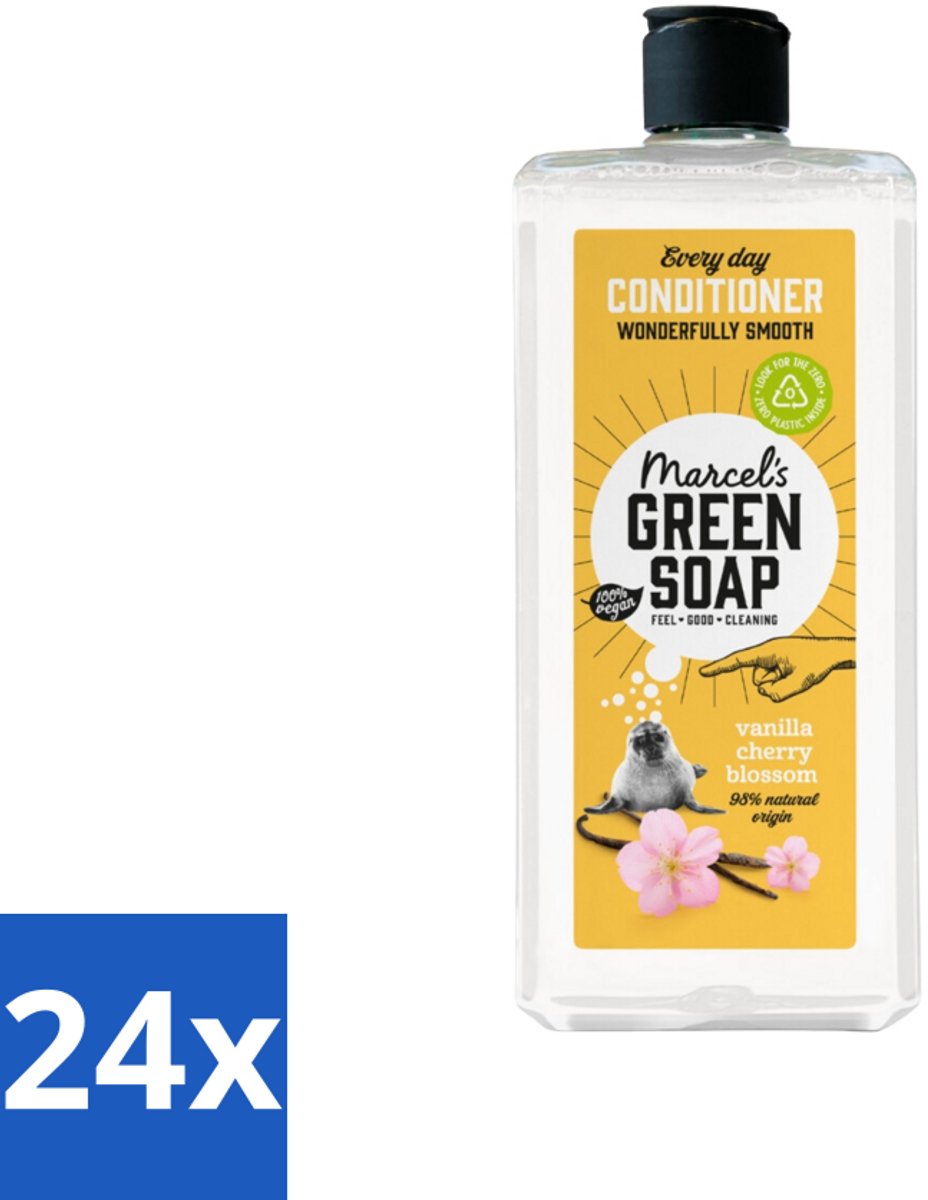 24 x Marcel’s Green Soap – Conditioner – Vanilla & Cherry Blossom – 300 ml - Haarverzorging - Natuurlijke Conditioner - Sheabutter - Vanille - Kersenbloesem