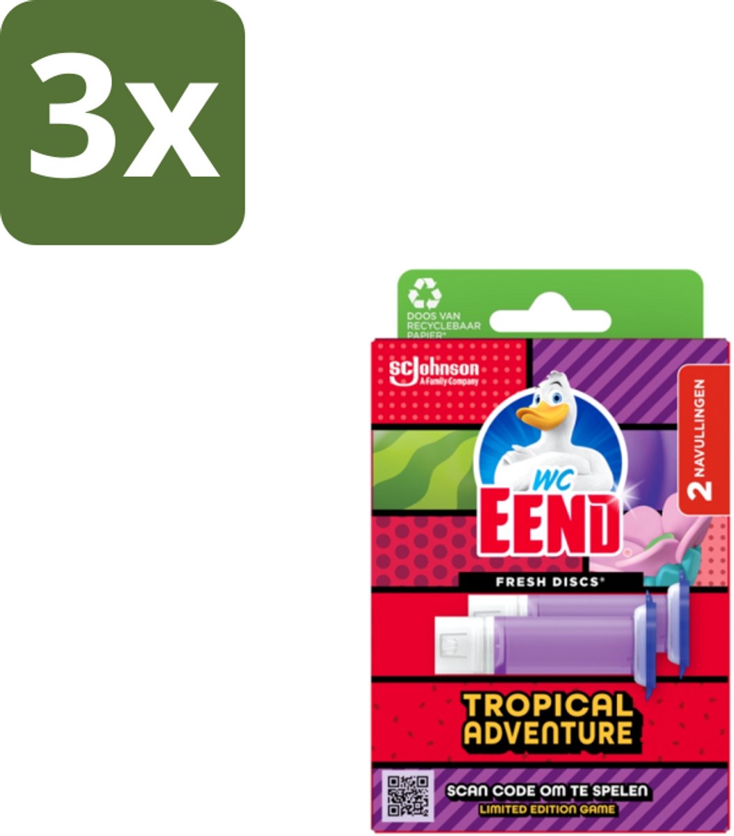 3 x WC Eend – Fresh Discs – Duo Navulling – Tropical Adventure – 72 ml - Koffie - Koffiezetapparaat - Koffiezetapparaat