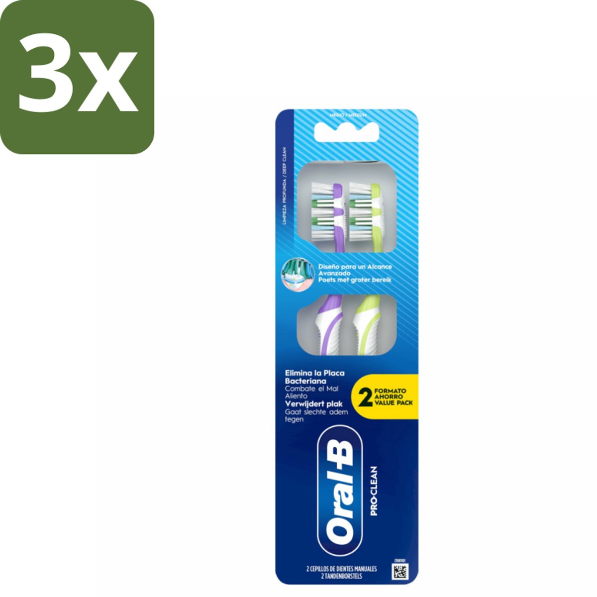 3 x Oral-B - Pro-Clean – Tandenborstel – Manueel – 2-pack - Koffiezetapparaat