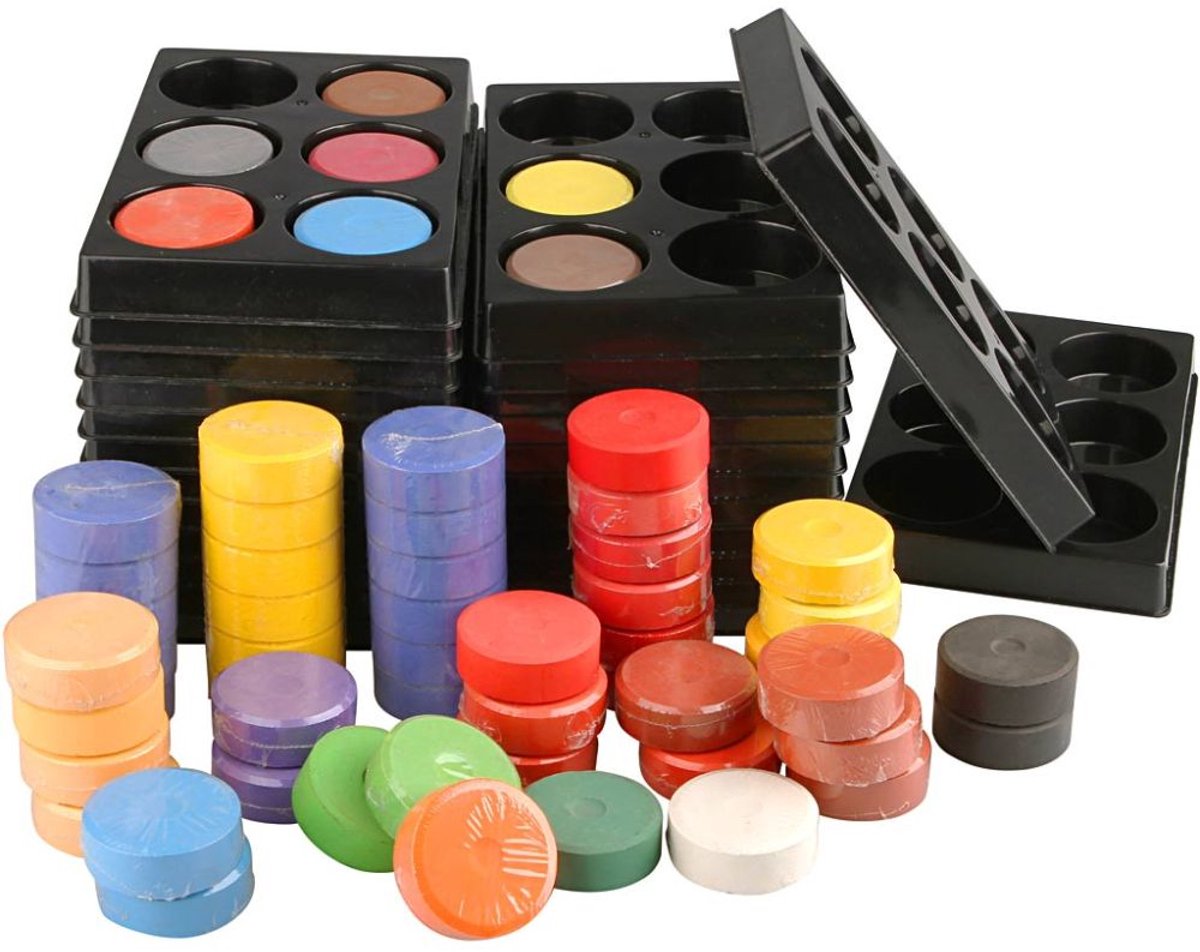 Waterverf, d: 44 mm, h: 16 mm, 1 set, kleuren assorti