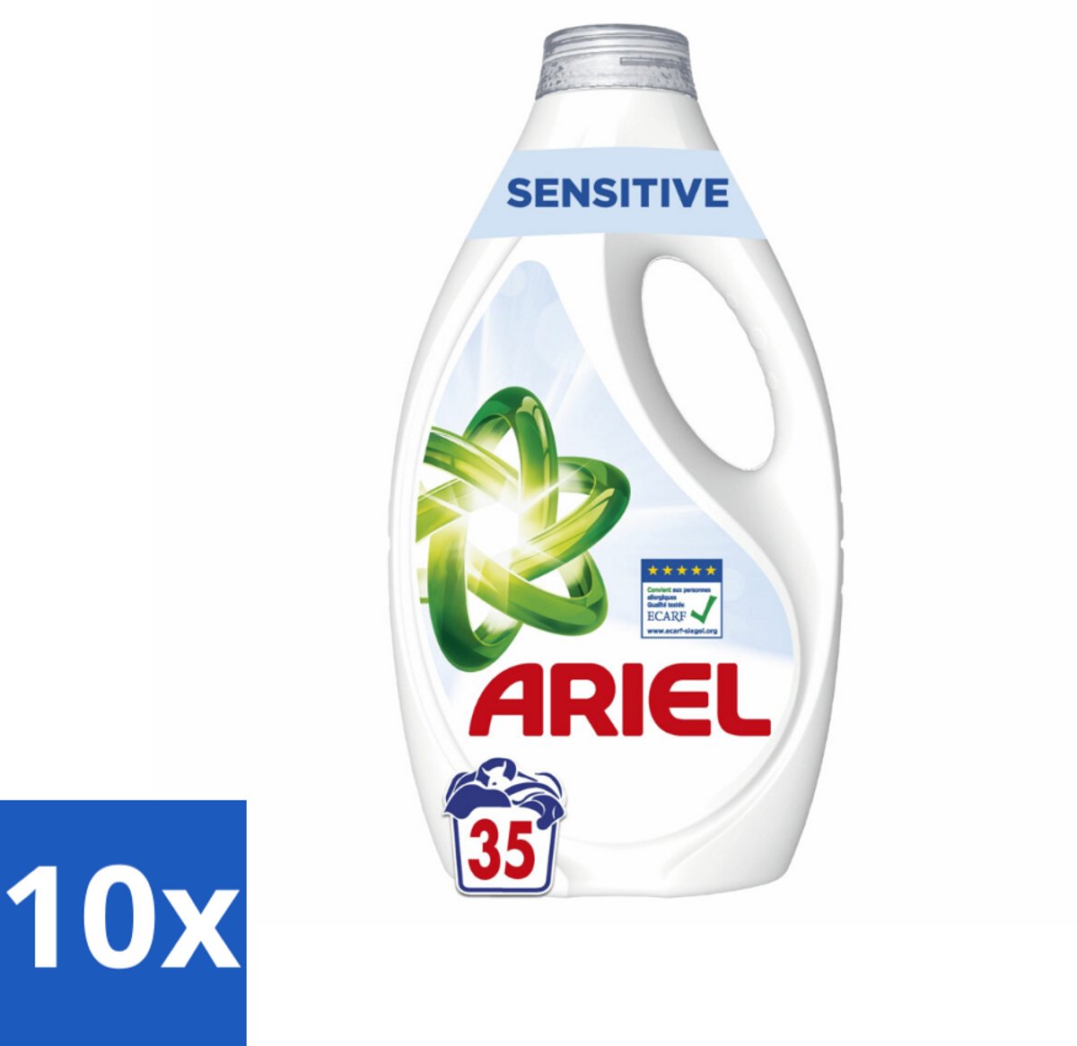10 x Ariel – Sensitive – Vloeibaar Wasmiddel – 1,58 L - Gevoelige Huid - Vlekken Verwijderen - Zacht Wasmiddel - Dermatologisch Getest - ECARF Goedgekeurd