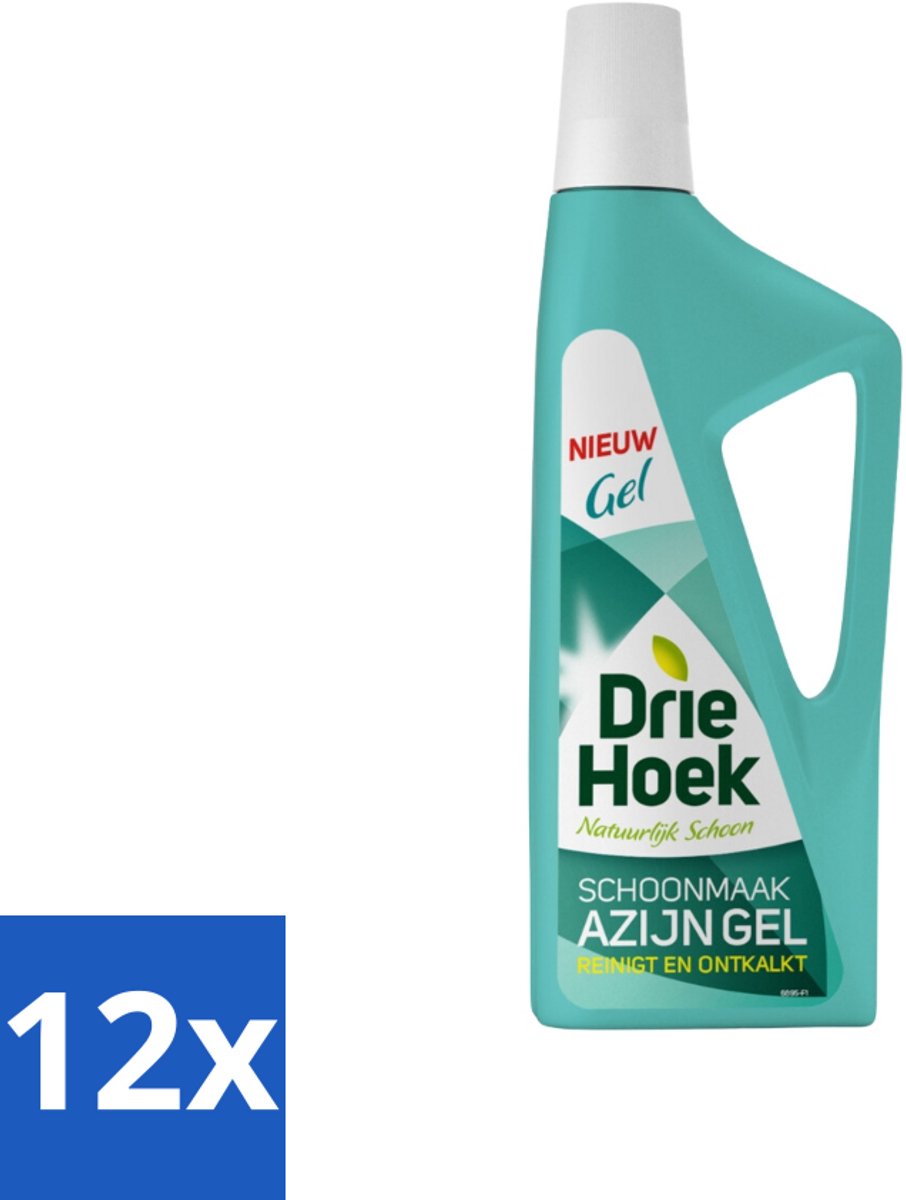 12 x Driehoek – Azijngel – 725 ml - Ontkalken - Kalkaanslag - Sanitair Reinigen - Badkamer Reinigen - Keuken Reinigen